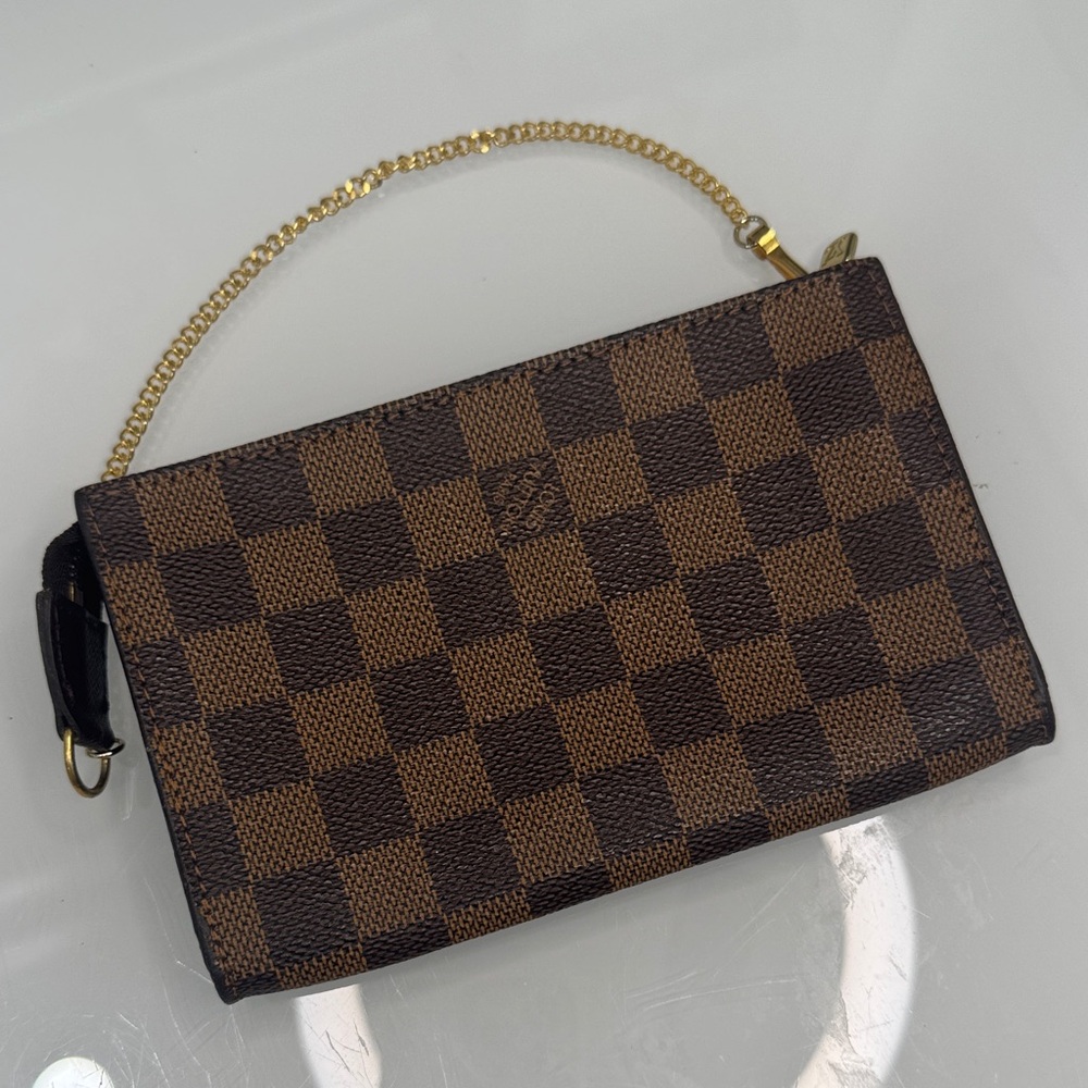 Louis Vuitton Damier Clutch with aftermarket Gold Chain